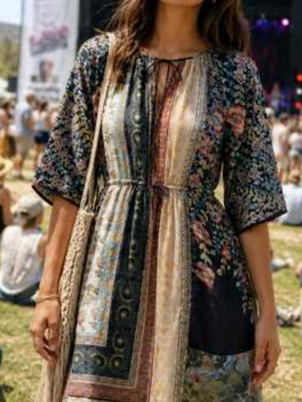Johnny Was Patchwork Silk Dress